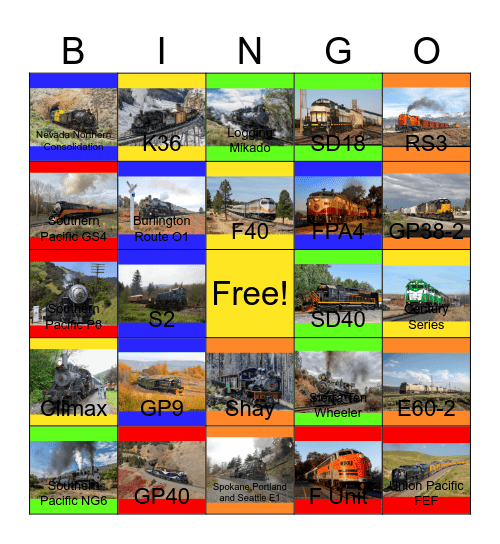 Shortlines of the Desert Southwest,the Intermountain West, the Pacific Northwest and Northern California Bingo Card