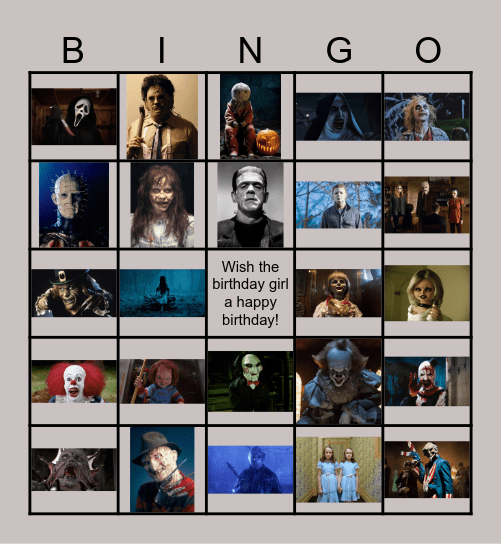 HORROR MOVIE BINGO Card