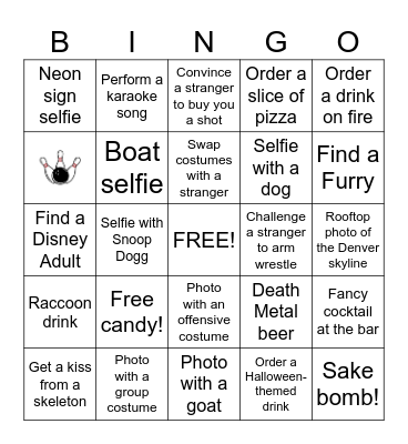 Broadway Halloween Bingo Card