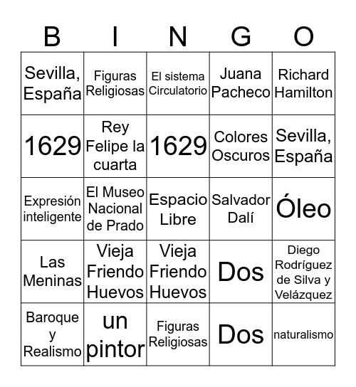 Diego Velázquez Bingo Card