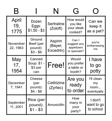 Functional BINGO Card