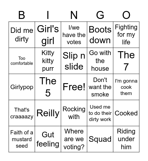 BB25 Phrases We Never Want to Hear Again Bingo Card