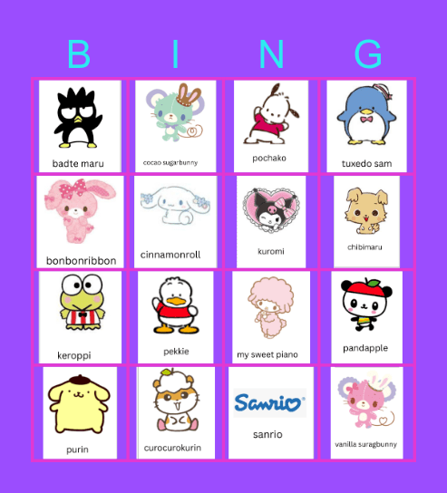 Sanrio Bingo Card