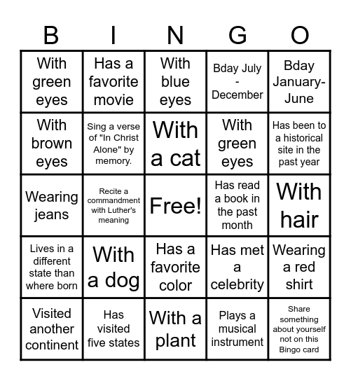 WELS/ELS Singles Retreat Bingo Card