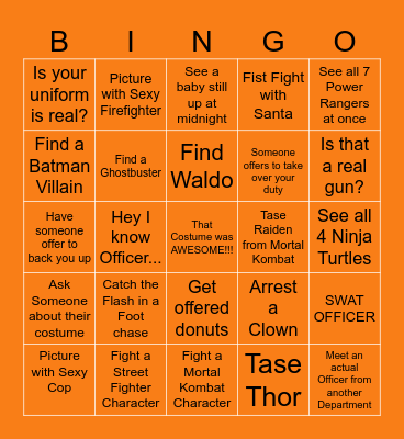 Police Halloween Edition Bingo Card