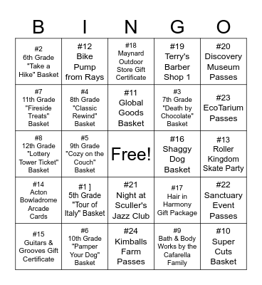 Casino Night 2023 Bingo Card