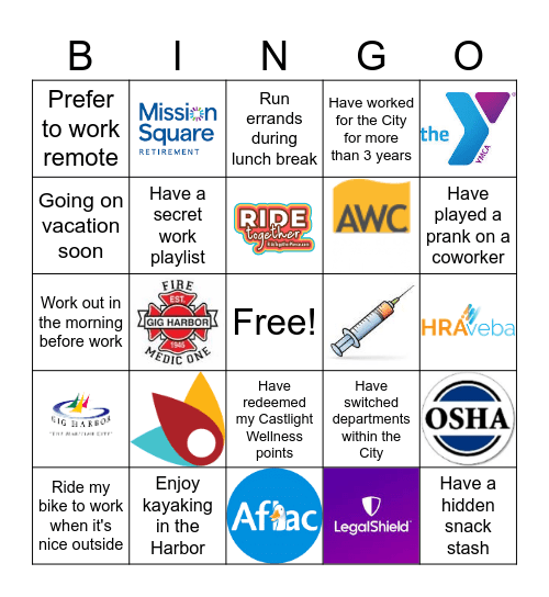 2023 Gig Harbor Wellness Fair Bingo Card