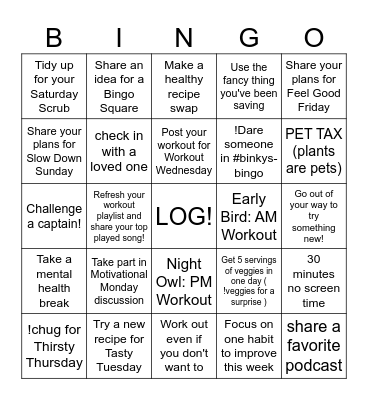 BINKY’S BINGO Card