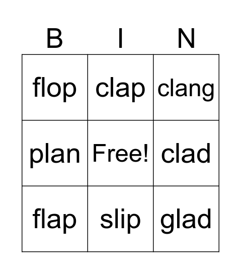 L Blend Bingo Card