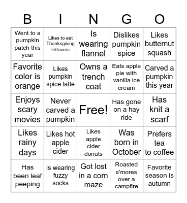 Fall 2023 Bingo Card