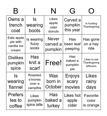 Fall 2023 Bingo Card