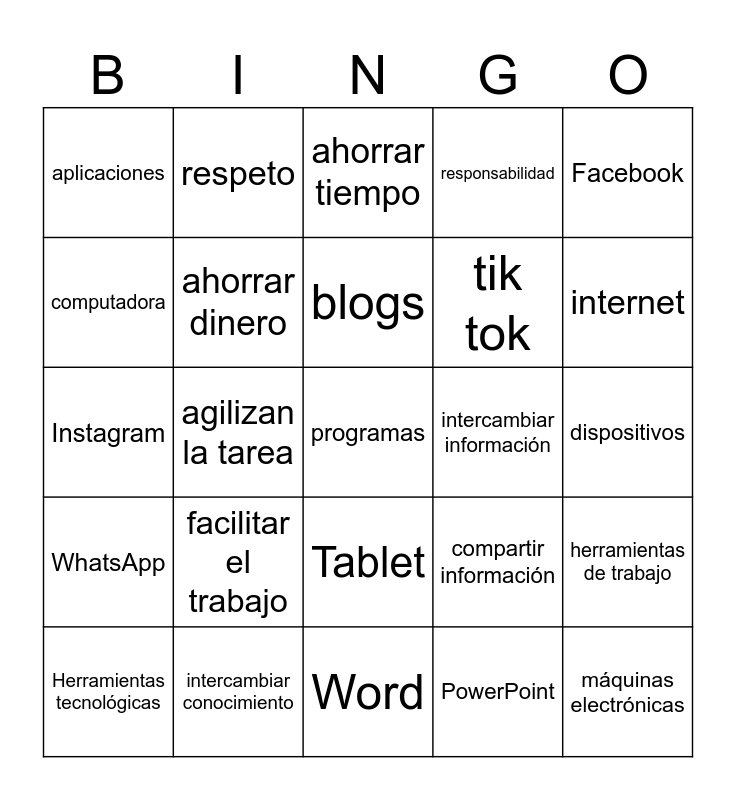 Unit 1.1 Vocabulario Bingo Card