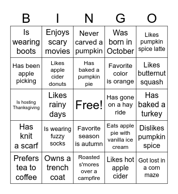 Fall 2023 Bingo Card