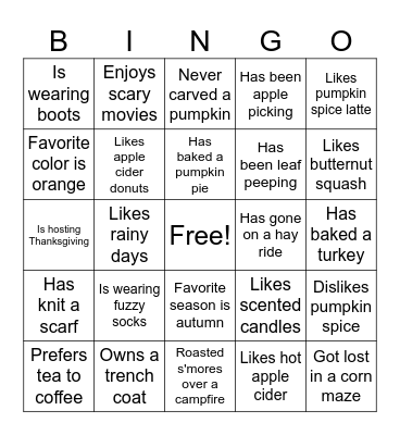 Fall 2023 Bingo Card