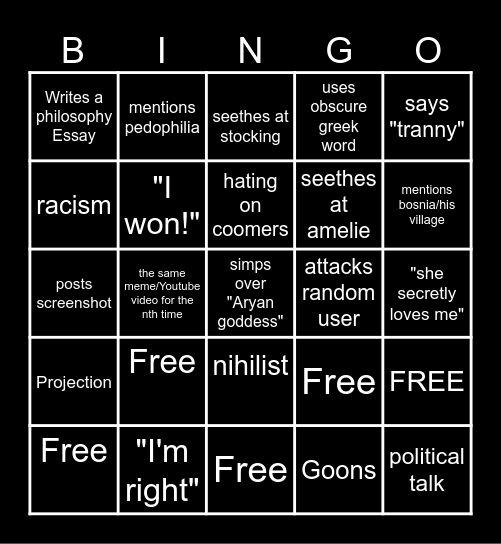 Tod (Bosnian schizo) Bingo Card