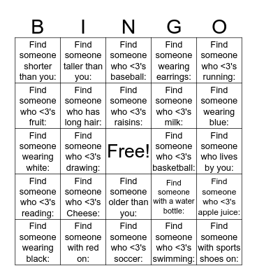 Choices Bingo Card