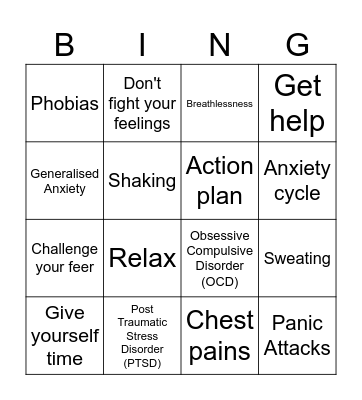 Anxiety Bingo Card