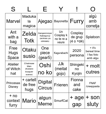 Cosplay MangaBCN Bingo Card