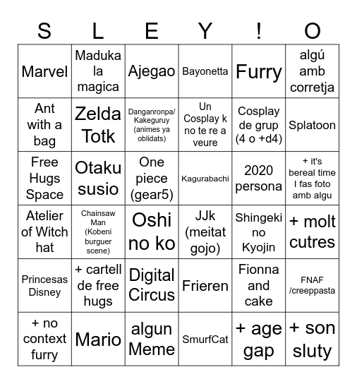Cosplay MangaBCN Bingo Card