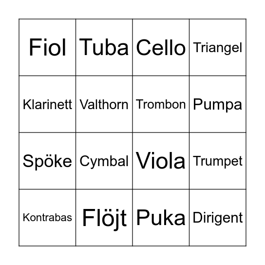 Instrumentbingo! Bingo Card