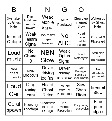 Bargara Bingo Card