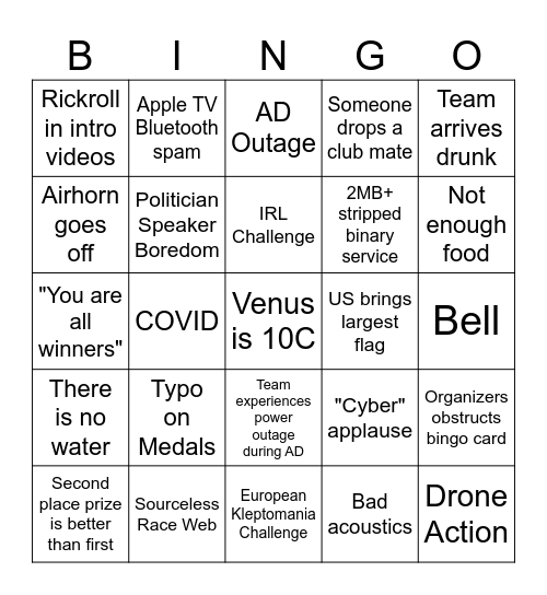 ECSC Canada Bingo Card