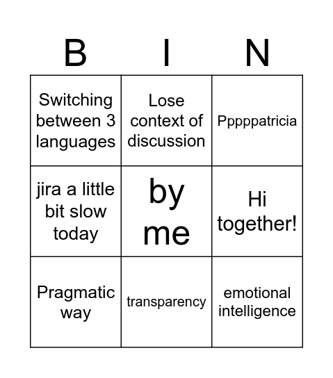 Scram Bingo Card