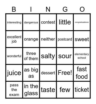 final Bingo Card