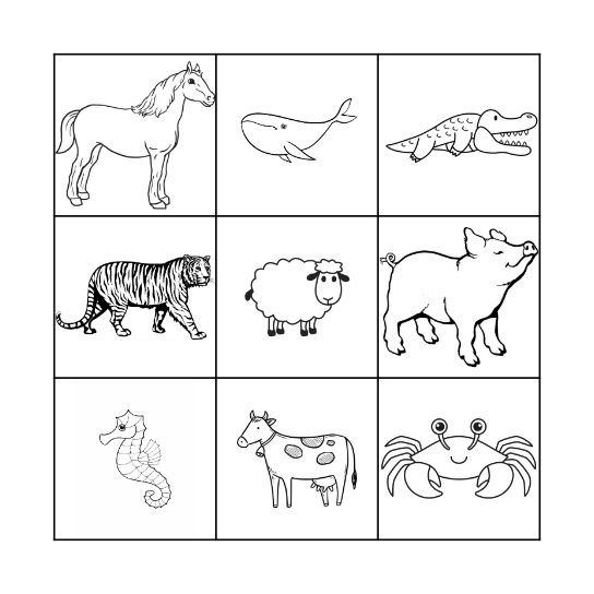 ANIMALS Bingo Card