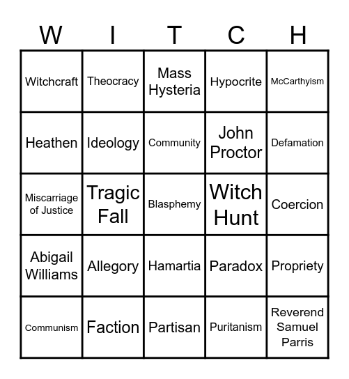 The Crucib(ingo!)le Bingo Card