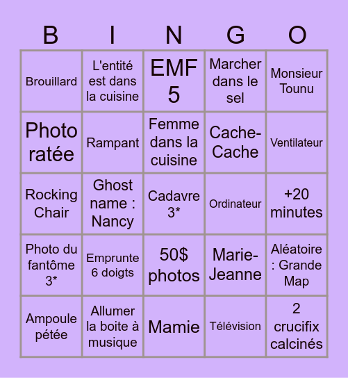 Bingo des boomers Bingo Card