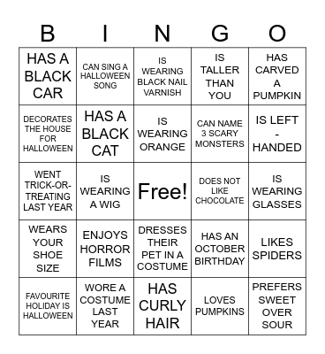 Halloween Bingo Card