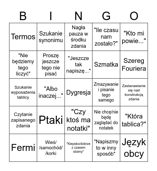 G. H. Bingo 1.0 Bingo Card