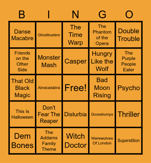 Halloween Bingo Card