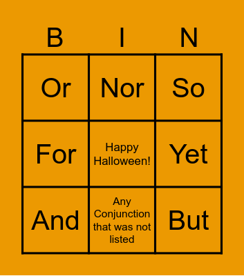 Conjunction Bingo Card