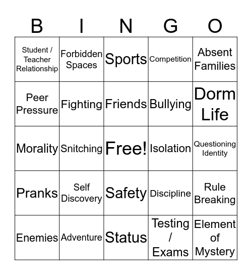 Alayna O'Connor Bingo Card
