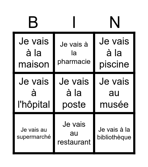 La ville Bingo Card