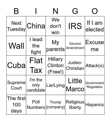 3/10/16 GOP Cage Match Bingo Card