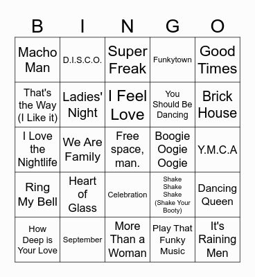 Disco Singo Bingo! Bingo Card