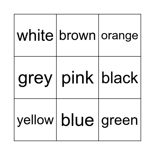 Color BINGO Card