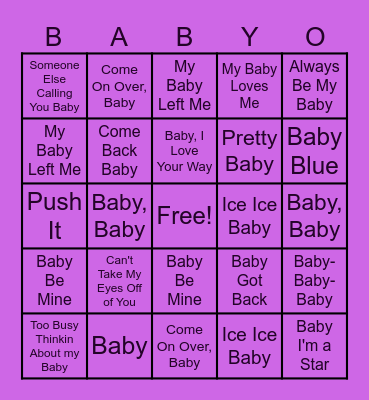 A Baby is Brewing Bingo Card