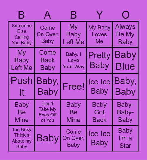 A Baby is Brewing Bingo Card
