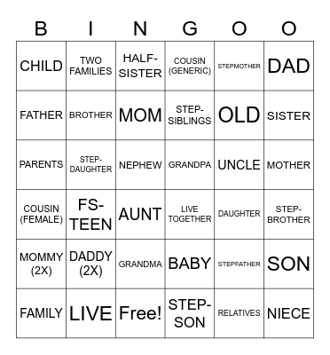 FAMILY SIGNS Bingo Card