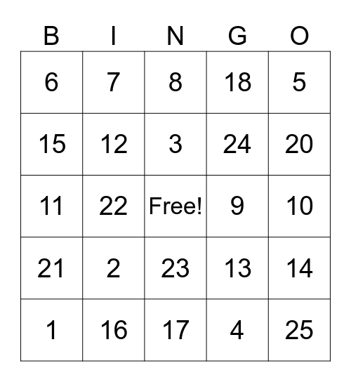 Halloween Characters Bingo Card