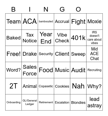 Team Jerome Bingo Card