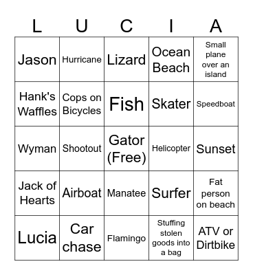Trailer Lucia Bingo Card