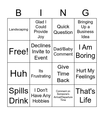 Josh Bingo Card