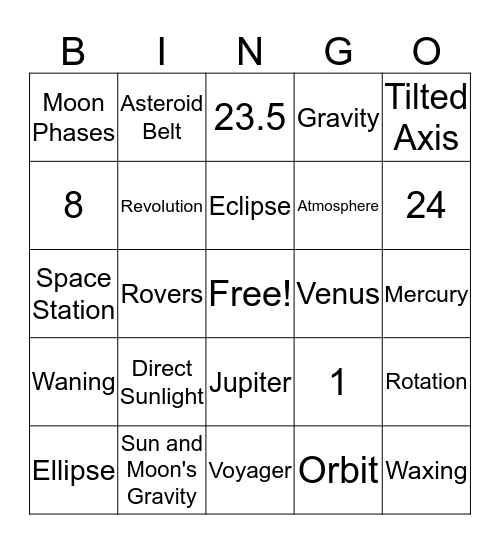 Space Bingo Card