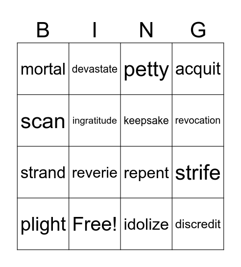 Unit 4 Set A (6th) Bingo Card