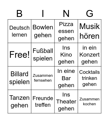 Gehen wir! Bingo Card
